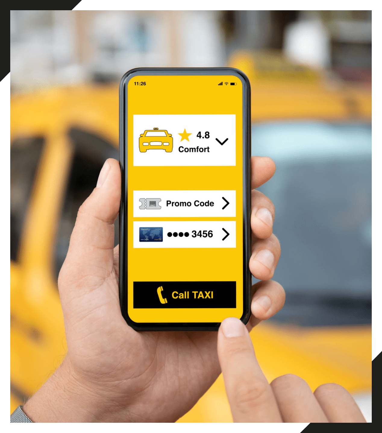 Taxi app interface on smartphone