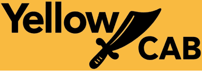 Yellow Cab branding featuring knife silhouette